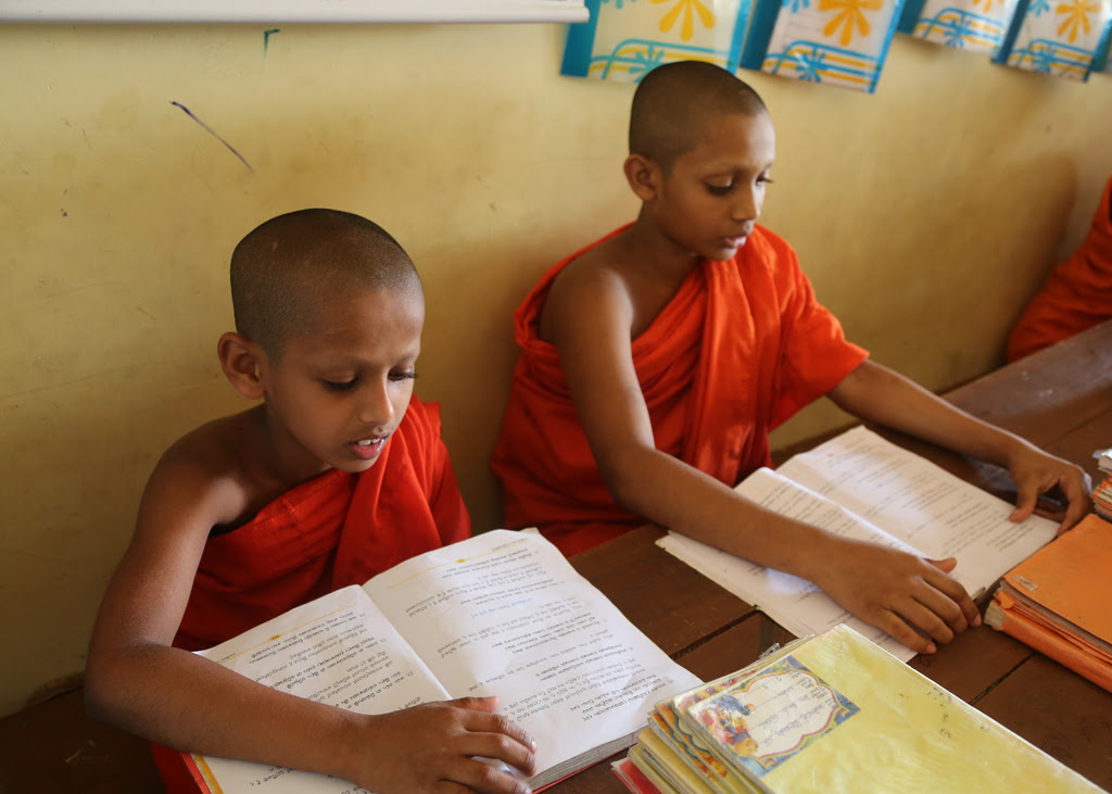 Young Sri Lankan novices studying