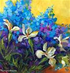 Violet Ballet Irises and Delphiniums - Flower Paintings by Nancy Medina Art - Posted on Sunday, January 25, 2015 by Nancy Medina