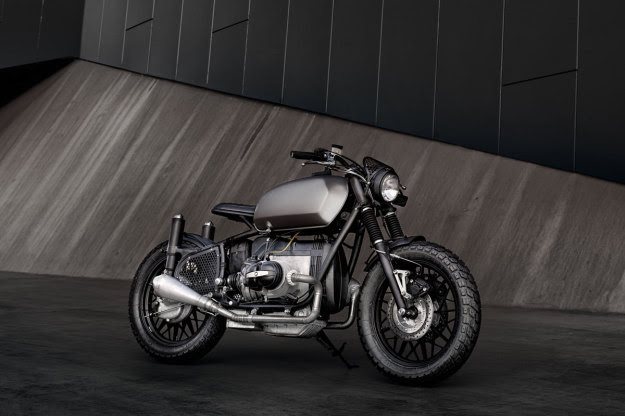 This is 'Voltron,' a 1964 BMW R69S customized by ER Motorcycles.