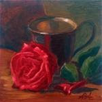 Red Rose with Pewter Cup - Posted on Sunday, March 22, 2015 by Adriana B. Almquist