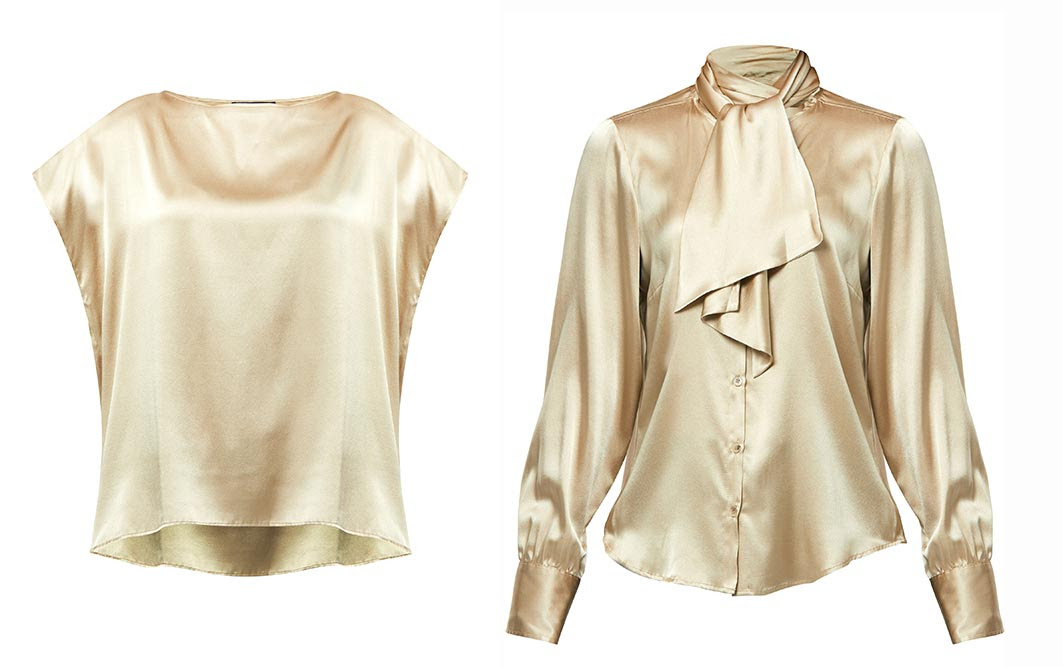 Lucy and Ana Gold Silk blouses
