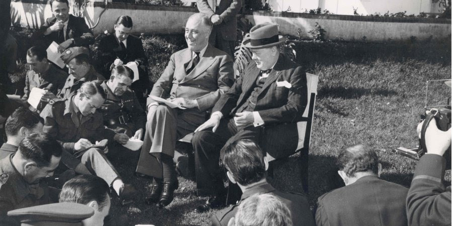 Рузвельт и Черчилль на пресс-конференции в Касабланке, 24 января 1943 года (Фото:Президентская библиотека Рузвельта)