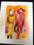 11x14 Abstract Fashionistas Red Yellow Magenta Illustration Contemporary Penny StewArt - Posted on Sunday, December 7, 2014 by Penny Lee StewArt