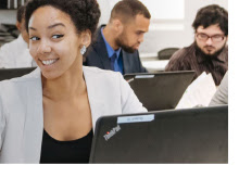Young woman working on a computer.