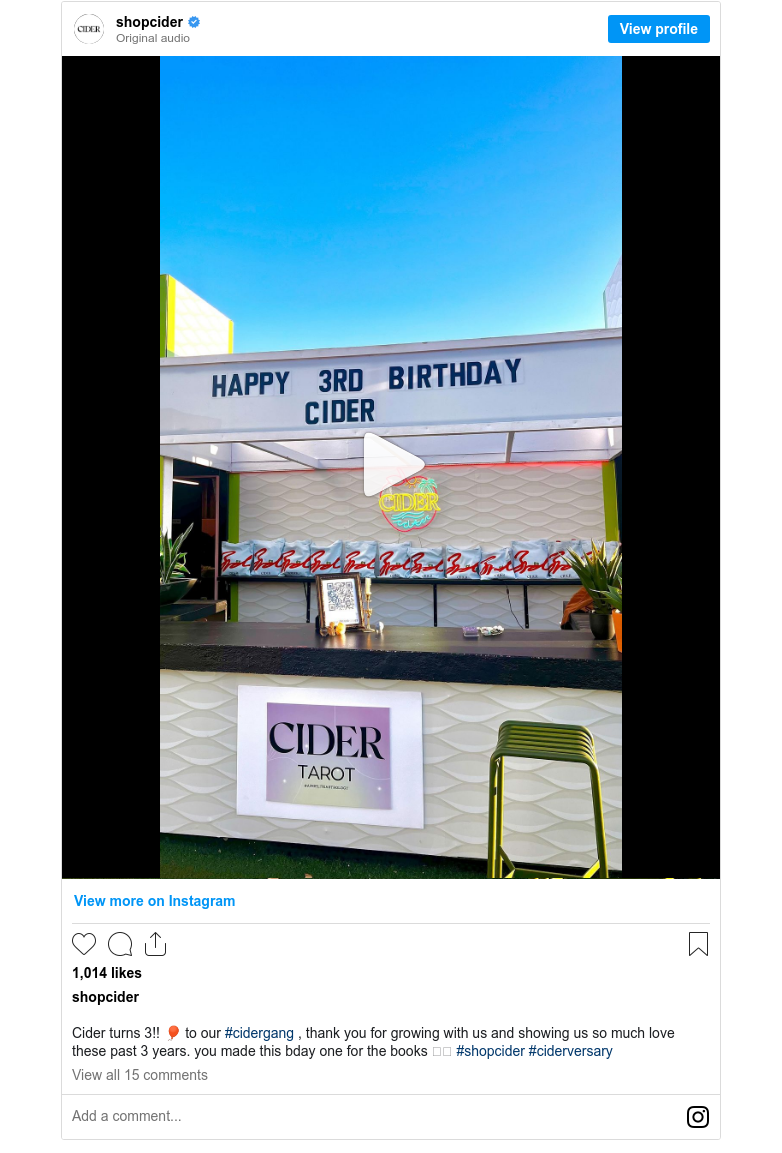 Cider on Instagram: "Cider turns 3!! 🎈 to our #cidergang , thank you for growing with us and showing us so much love these past 3 years. you made this bday one for the books 🥹🫶 #shopcider #ciderversary"