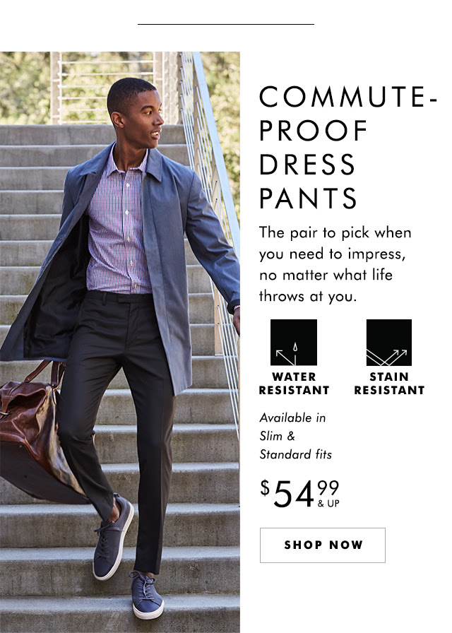 Commute-proof dress pants