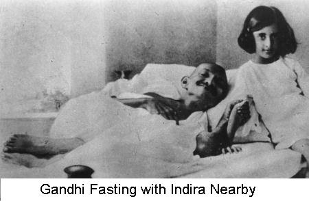Gandhi fasting and Indira