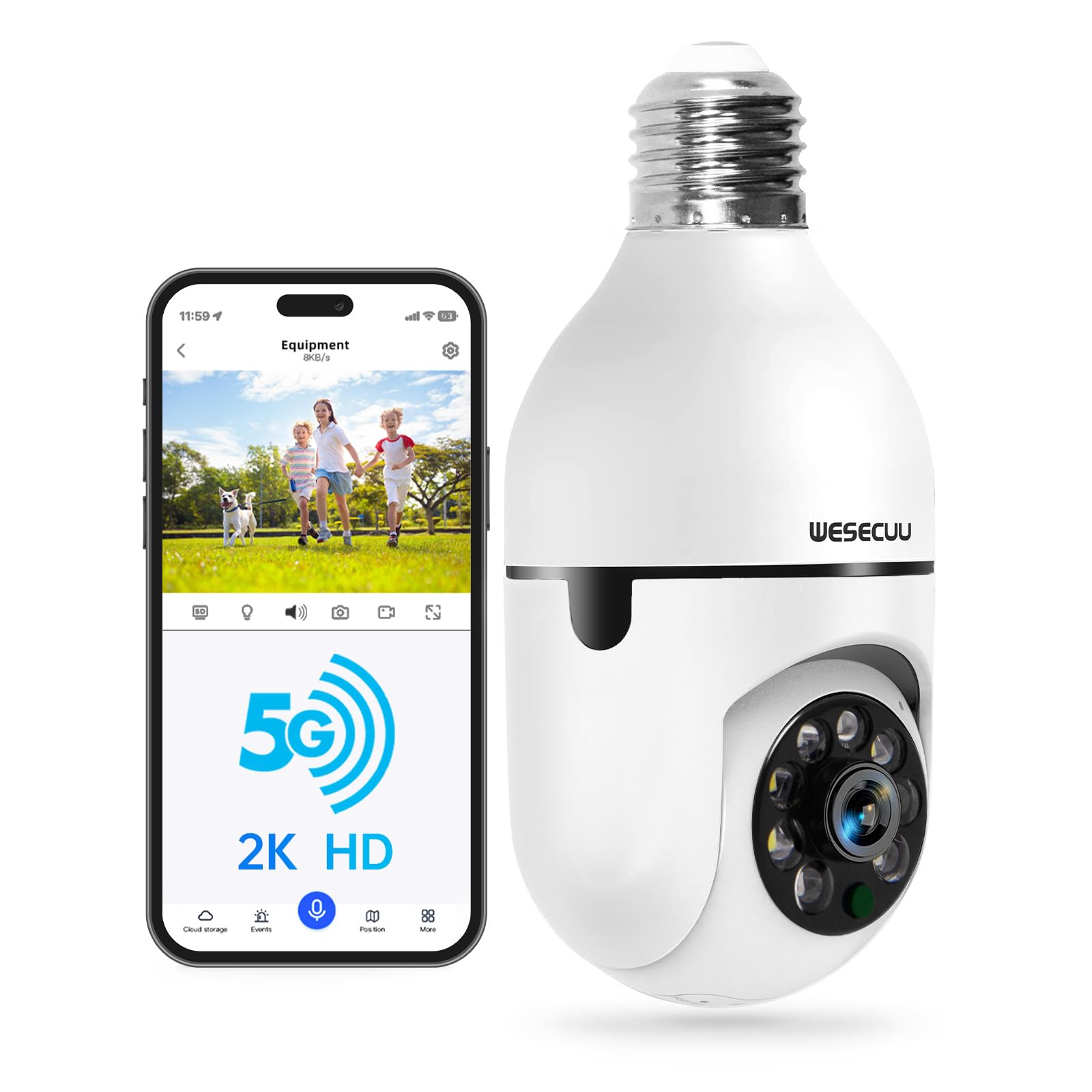 WESECUU Light Bulb Security Camera