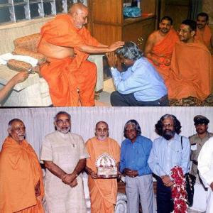 Pramukh Swami with ex-President Kalam and Narendra Modi