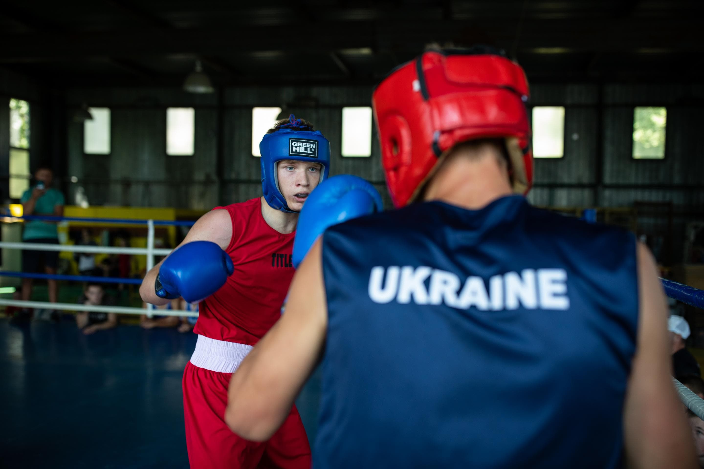 Young men fight at the Jaguar Boxing Club of Odesa.