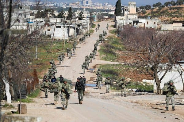 Turkish soldiers in Idlib Province, Syria, on Monday.