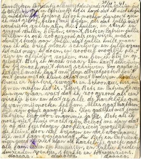 Brief van Willem Kaan aan zijn familie