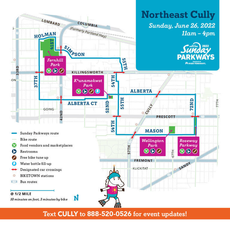 A map of the NE Colly Sunday Parkways route for June 26, 2022
