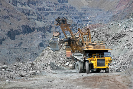 loading ore at mine site