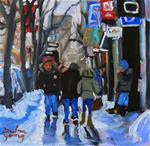 823 Montreal Winter Scene, Ste-Catherine, 6x6 oil - Posted on Sunday, December 7, 2014 by Darlene Young