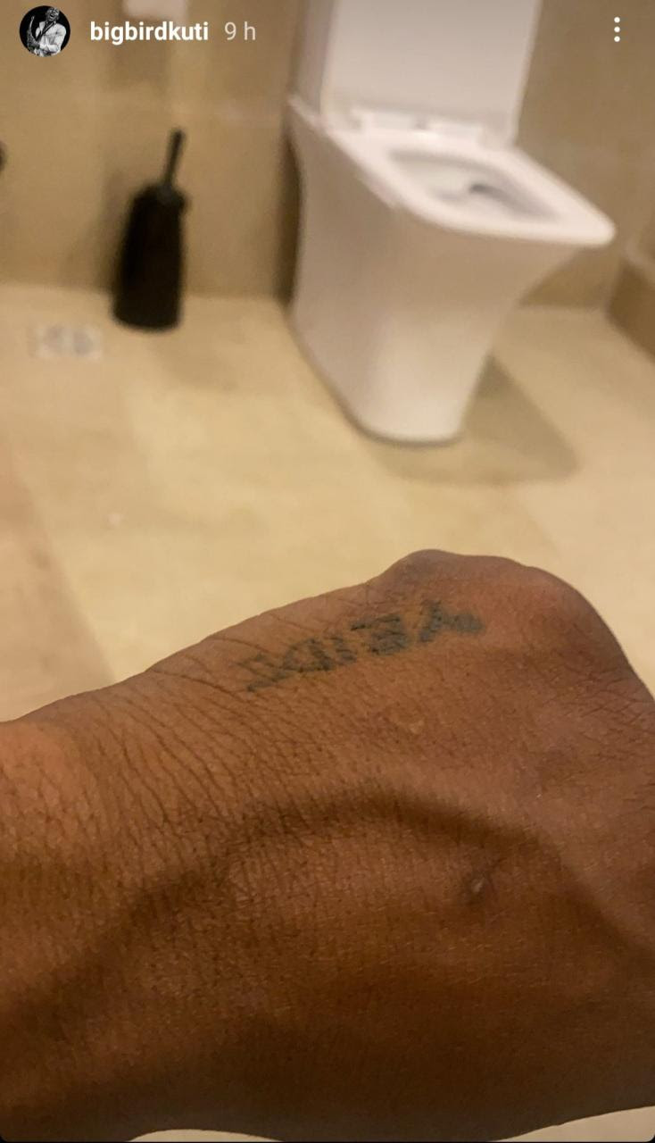 Seun Kuti and his long-term partner, Yeide, get tattoos of each other