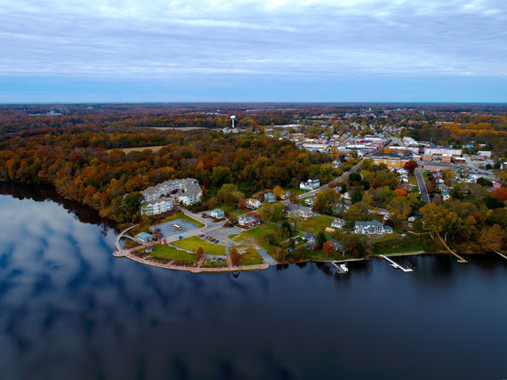 Aerial shot of Leonardtown.