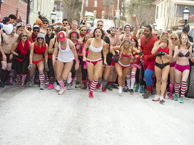 WCPO FEBRUARY 13, 2016 - CUPID'S UNDIE RUN - Cupid's Undie Run kicked off at Mount Adams Pavilion on Feb. 13, 2016, to raise awareness and fund research of neurofibromatosis through the Children’s Tumor Foundation. And the race is on! Photo: David Sorcher