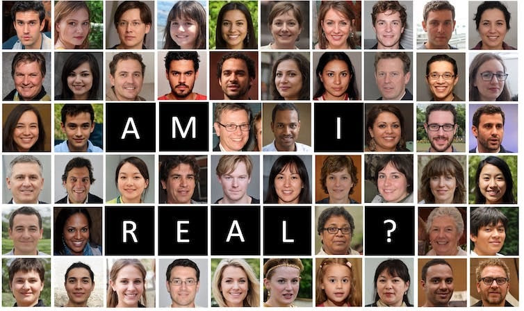All faces apart from one have been created by a generative adversarial network (GAN) All faces apart from one have been created by a generative adversarial network (GAN)