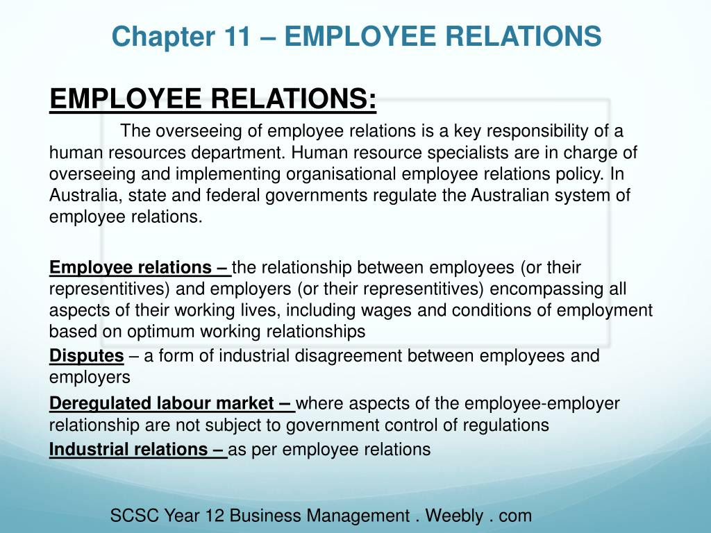 PPT Chapter 11 EMPLOYEE RELATIONS PowerPoint Presentation, free