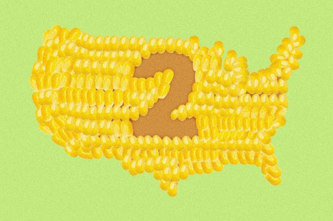A US made of corn with the number 2 on it