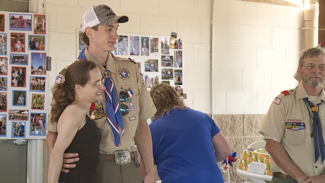 Eagle Scout receiving Heroism Award