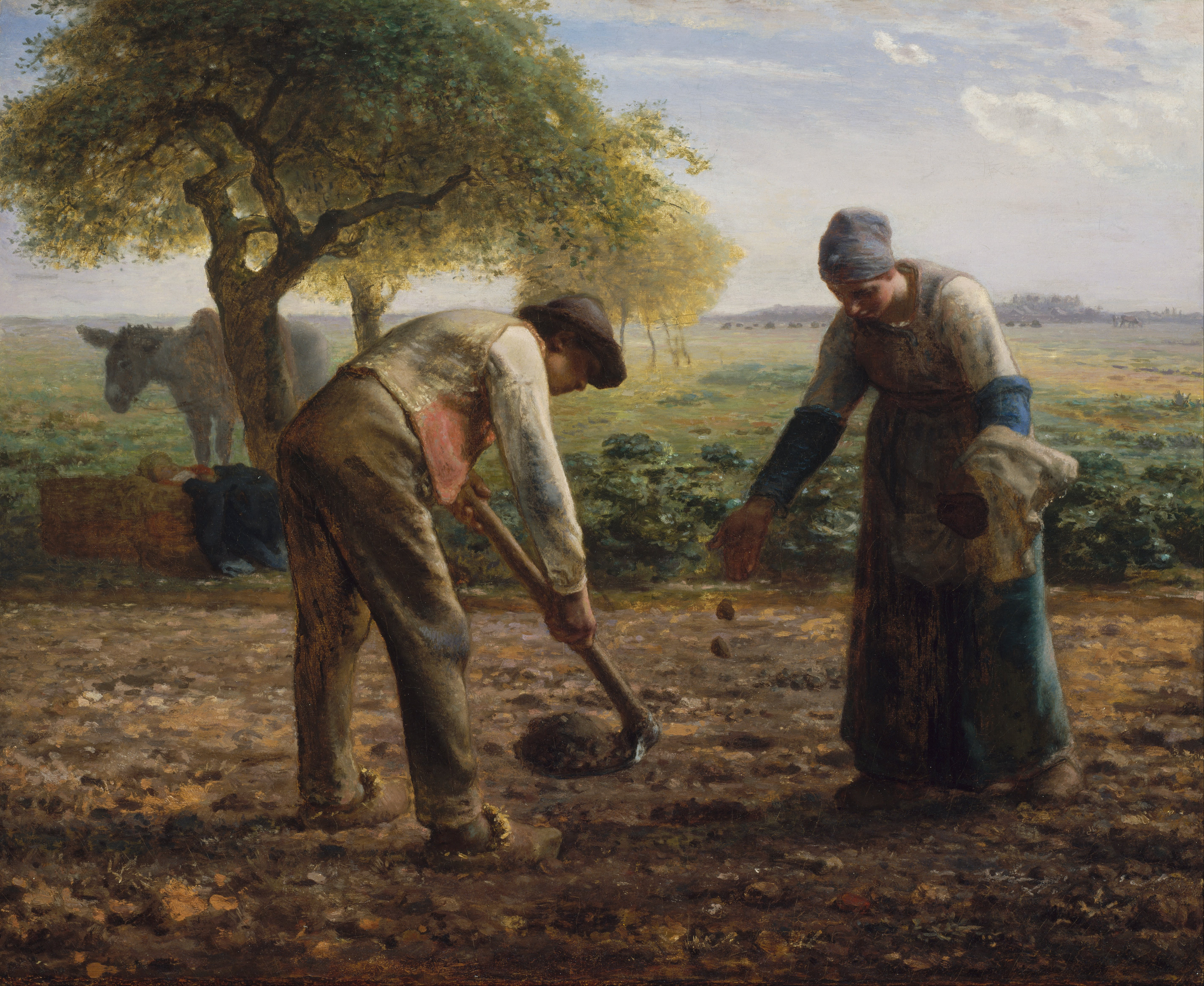 A man and women planting potatoes 1861, by Jean Francois Millet