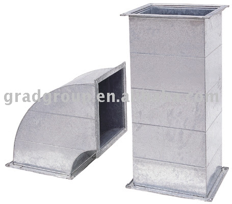 التكيف وعمله,شرح دائرة التهوية للمباني,دائرة تبريد المنازل,اعمال كهربائية Galvanized_steel_plate_air_duct