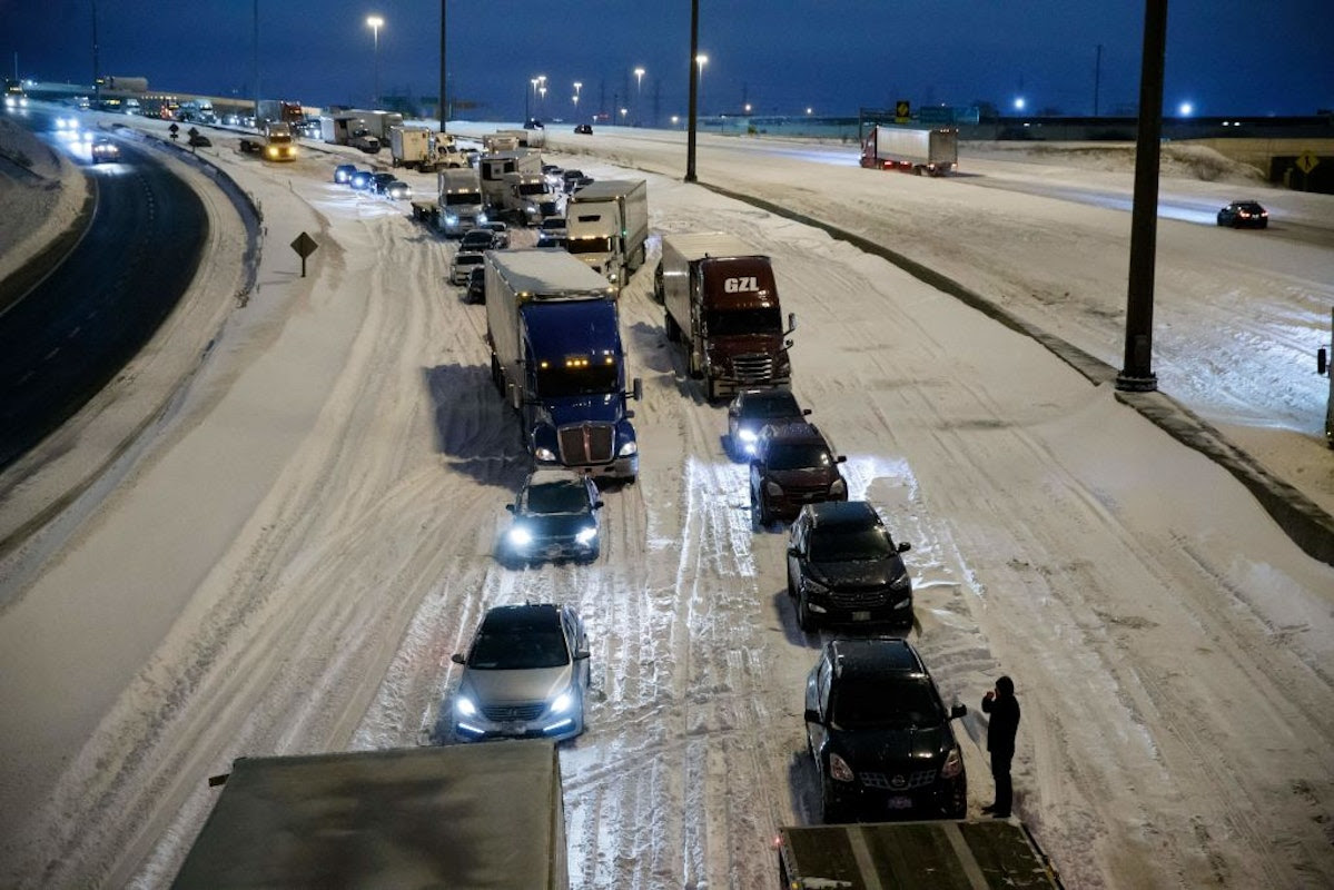 Massive Truck Convoy Crosses Canada To Protest Vaccine Mandates. It May Be Longest Truck Convoy Ever Recorded.