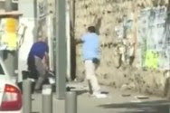 The terrorist on Malchei Yisrael St. in Jerusalem getting shot. Oct. 13, 2015.