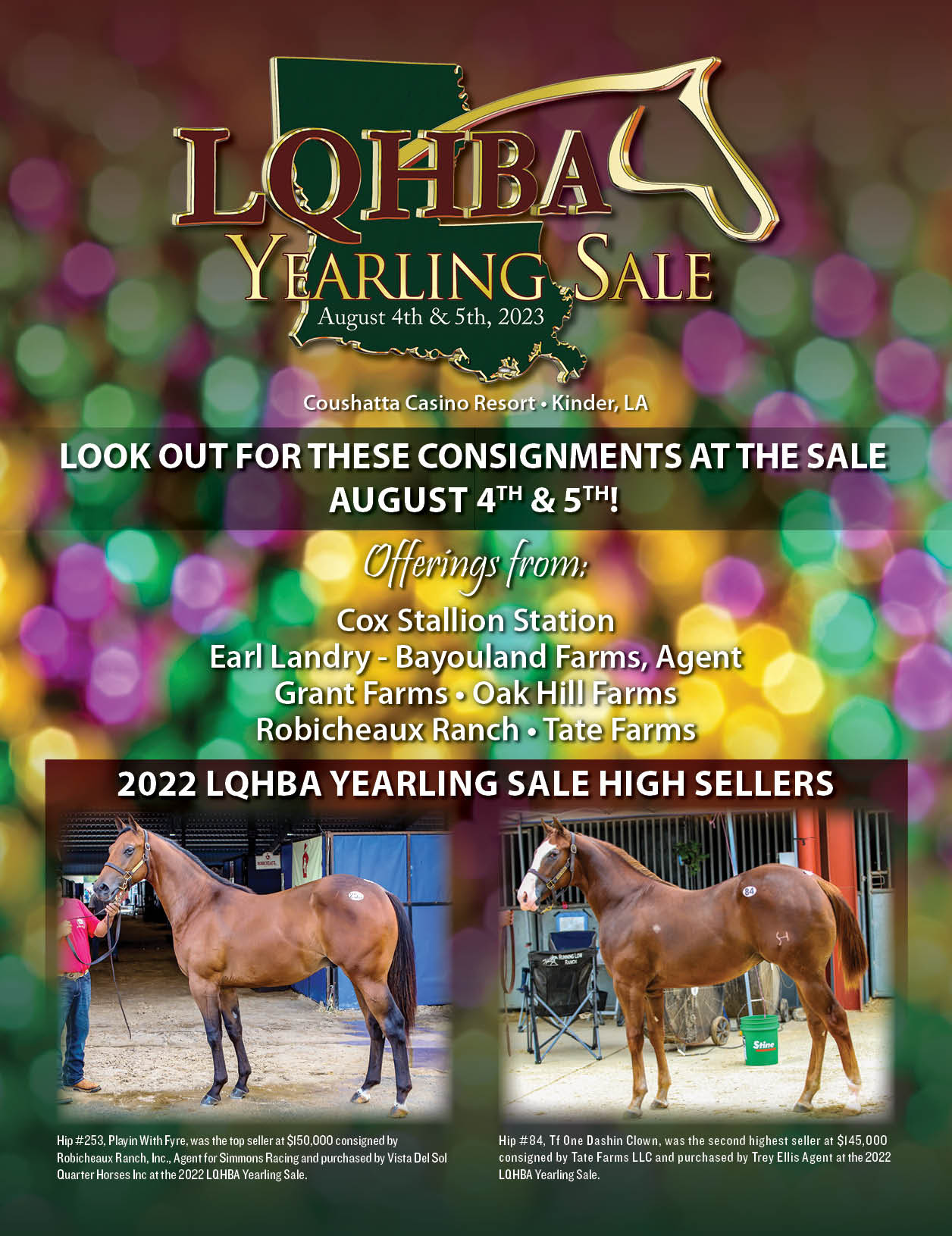 LQHBA Yearling Sale 2023 Louisiana Thoroughbred Breeders Association