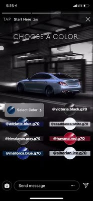 Genesis Instagram Stories Automotive Video Configurator.