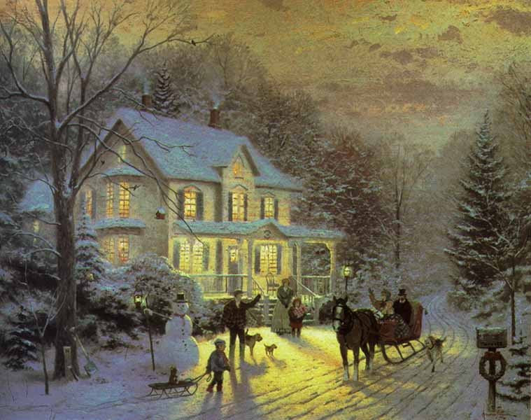 Thomas Kinkade HOME FOR THE HOLIDAYS Painting | Best Paintings For Sale