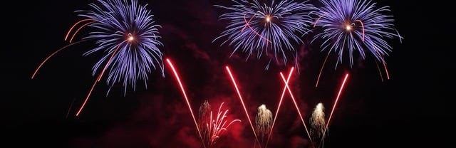 Fireworks flying in the night sky