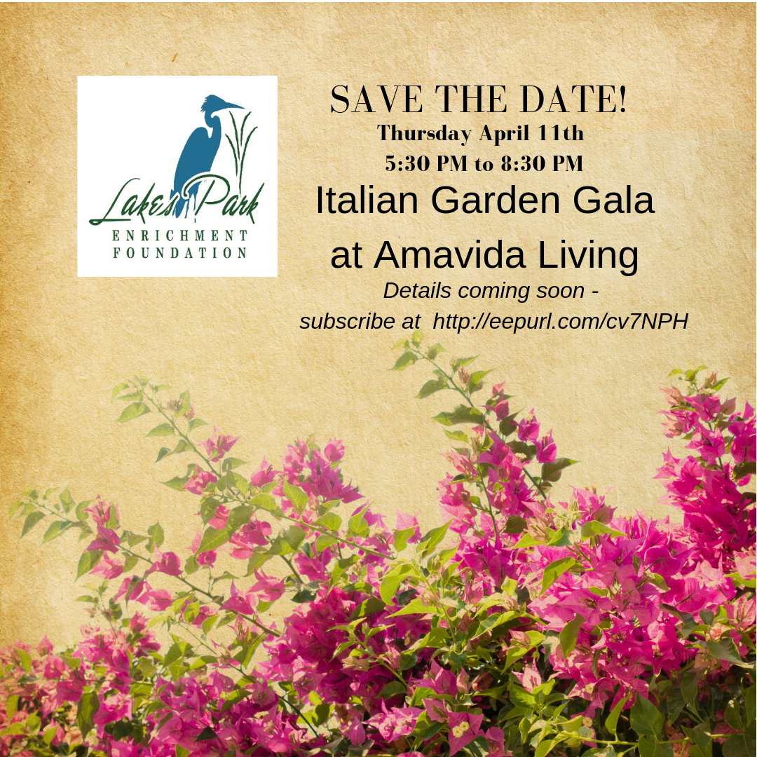 Save the Date April 11th 2019 Italian Garden Gala