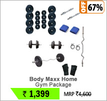 Body Maxx Home Gym Set Plates 32 Kg + 3 Rods + Gloves + Locks + Bands