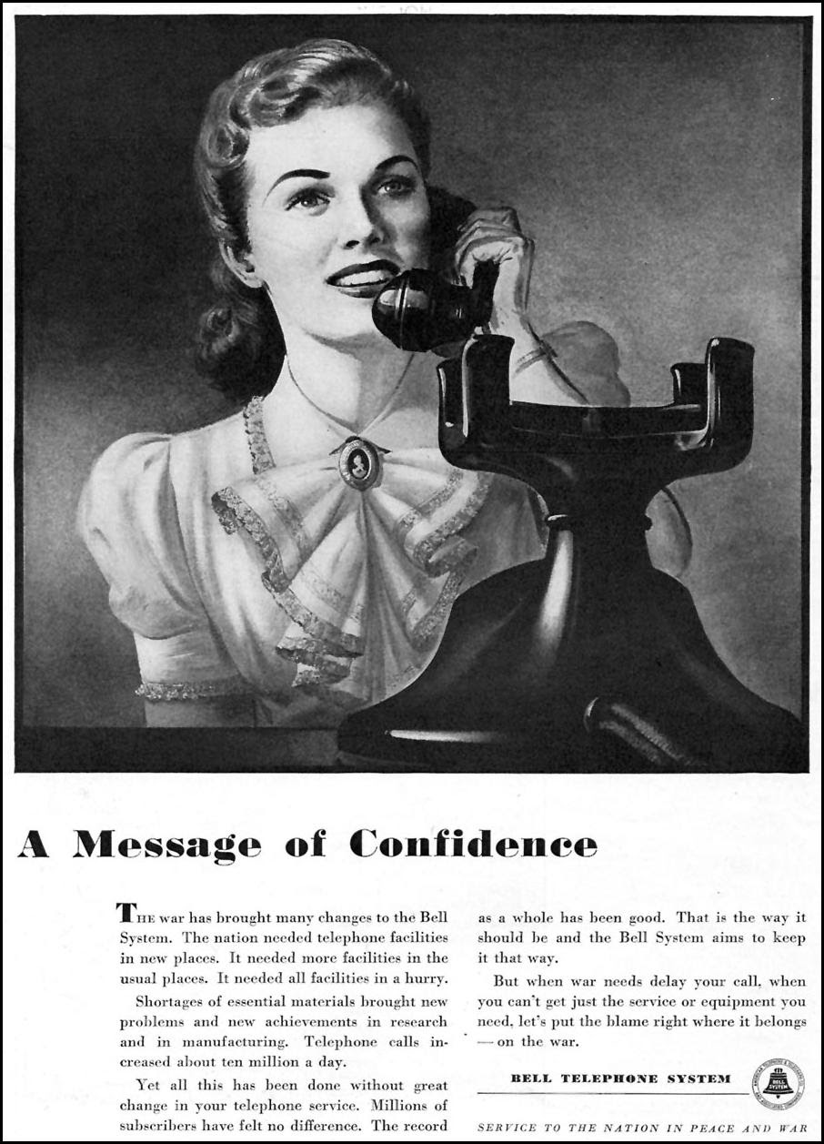 TELEPHONE SERVICE
TIME
06/15/1942
p. 8 TELEPHONE SERVICE
TIME
06/15/1942
p. 8