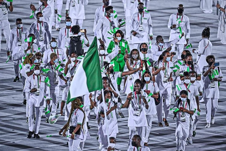 ?Team Nigeria rock stylish green and white outfits for Olympic Ceremony (Photos/Videos)