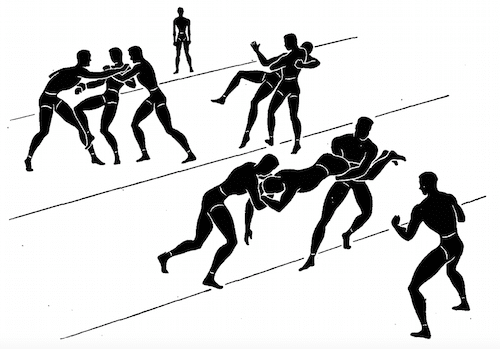 wwii strength and conditioning exercises goal line wrestling illustration