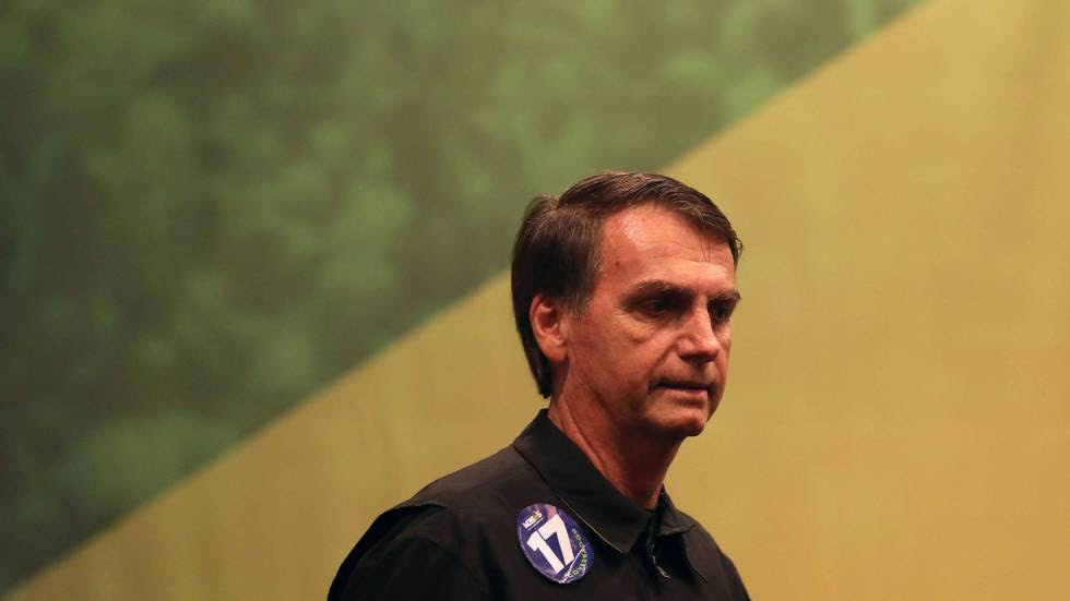 El candidato ultraderechista del partido PSL a la presidencia de Brasil, Jair Bolsonaro, el pasado 11 de octubre de 2018, en Río de Janeiro (Brasil).