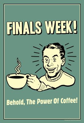 Finals Week Funny | Finals Week Behold The Power Of Coffee Funny Retro Poster - 13x19