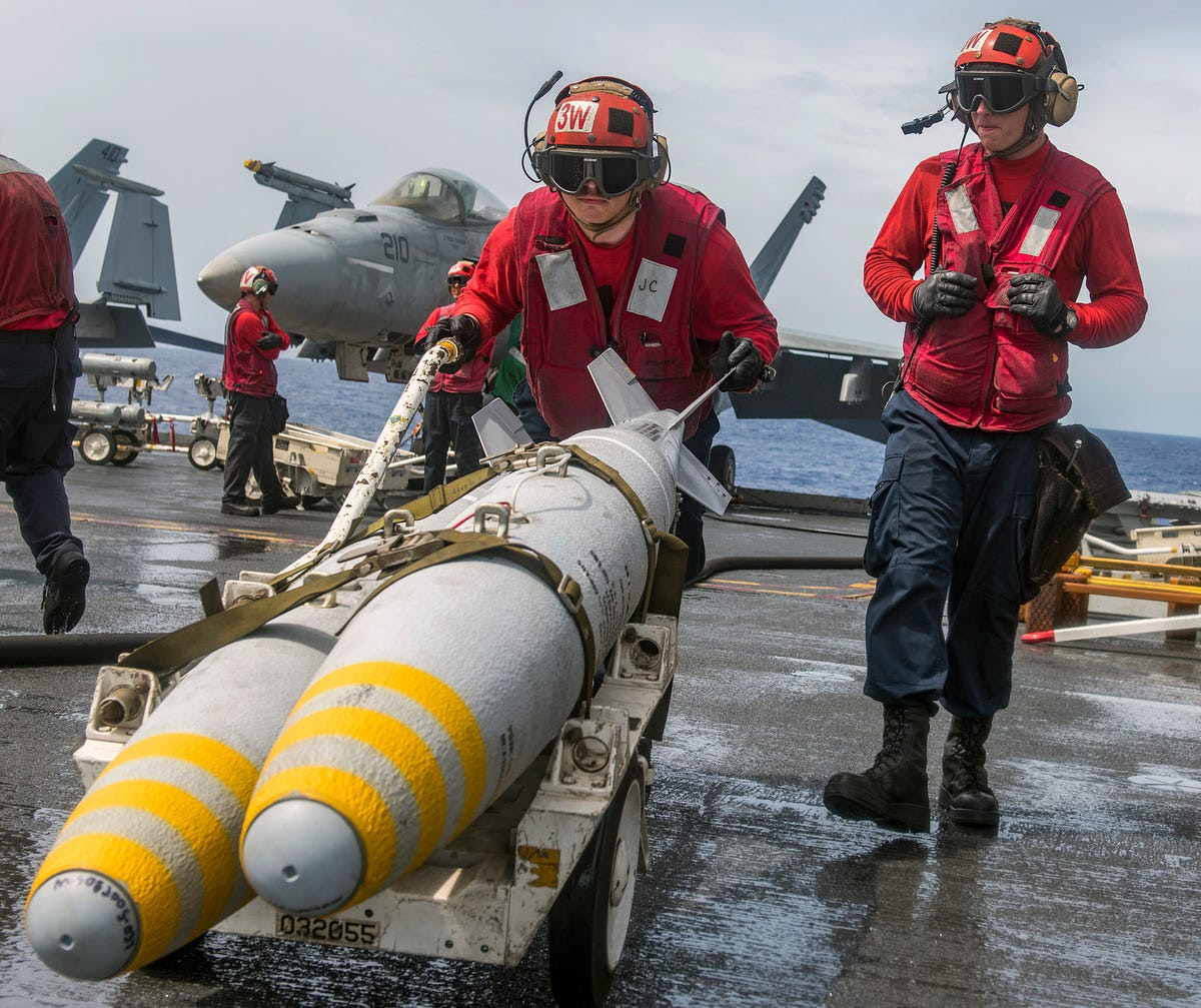 Those jets benefit from the support of about 7,000 sailors on the ship, who keep them running around the clock.