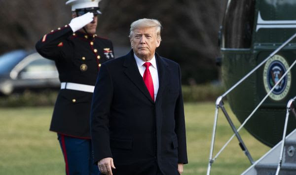 President Donald Trump arrives at the White House, Friday, Feb. 7, 2020, in Washington, as he returns from a trip to Charlotte, N.C. (AP Photo/Manuel Balce Ceneta)