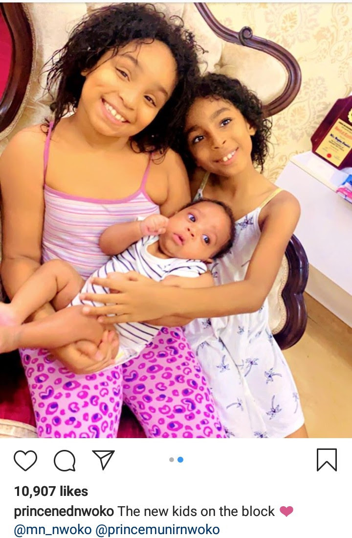 "The new kids on the block" Ned Nwoko says as he shows off his youngest children