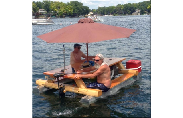Picnic table in the water in Mississippi