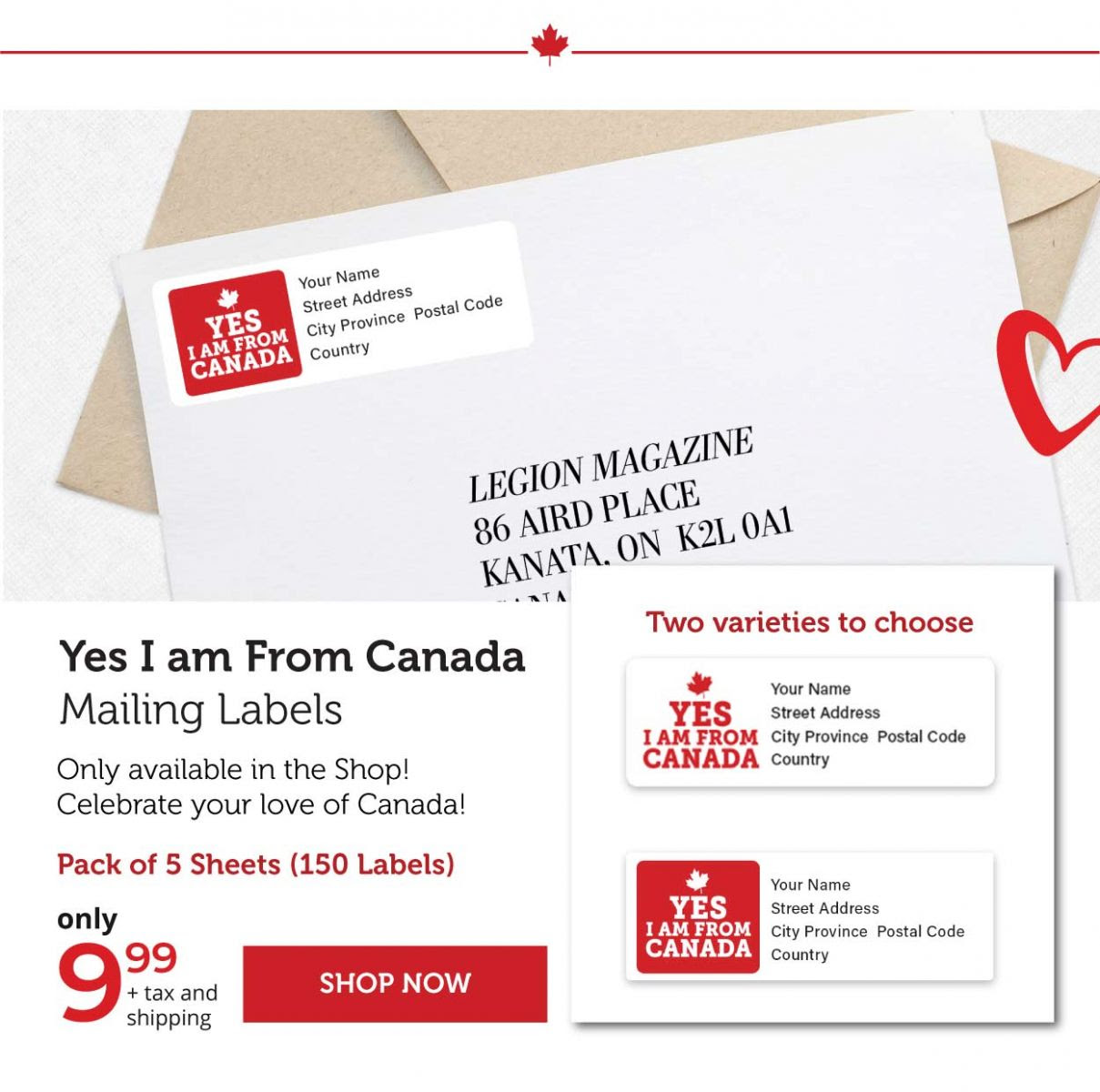 Yes I am From Canada Mailing Labels