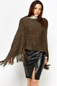 Metallic Fringed Poncho