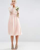ASOS WEDDING Midi Dress with Lace and Bow Detail