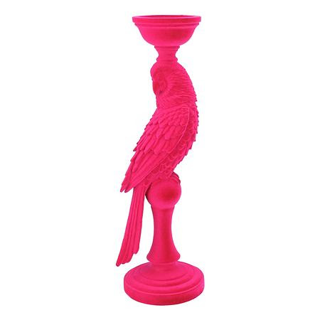 Fuchsia Flock Parrot Candlestick 42cm