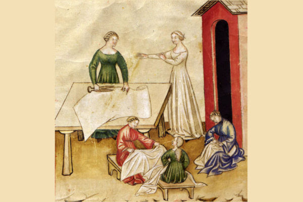 Ladies working in textiles. From tarquinium sanitatis. Wikipedia